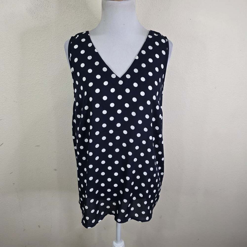 Maurices Polka Dot Women's Navy Blue Sleeveless Blouse Shirt Size Large
